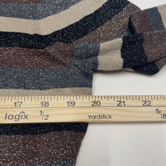 Worthington Sparkle Striped Turtleneck Women's Extra Large XL Fitted Stretch - Picture 4 of 6